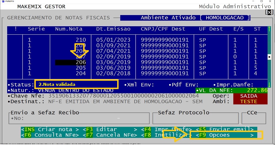 use o F9.Opcoes